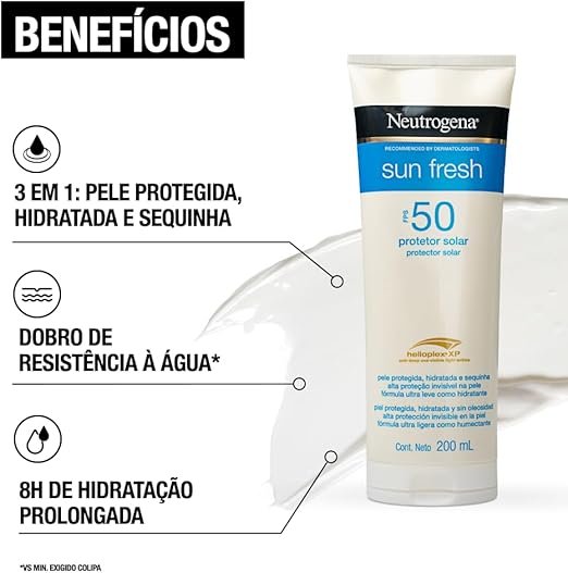 Neutrogena Sun Fresh FPS 50 para Proteção solar e hidratação no Nordeste